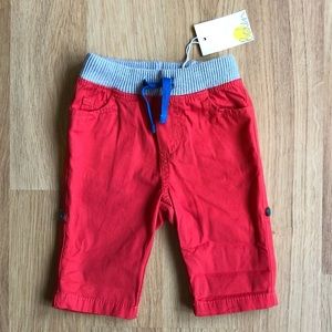 NWT Baby Boden Boy Pants and Shorts-Red with Gray Waistband and Blue Drawstring